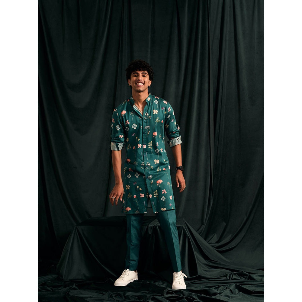 Project Bandi Teal Mila Printed Cotton Kurta with Matching Pajama (Set Of 2)