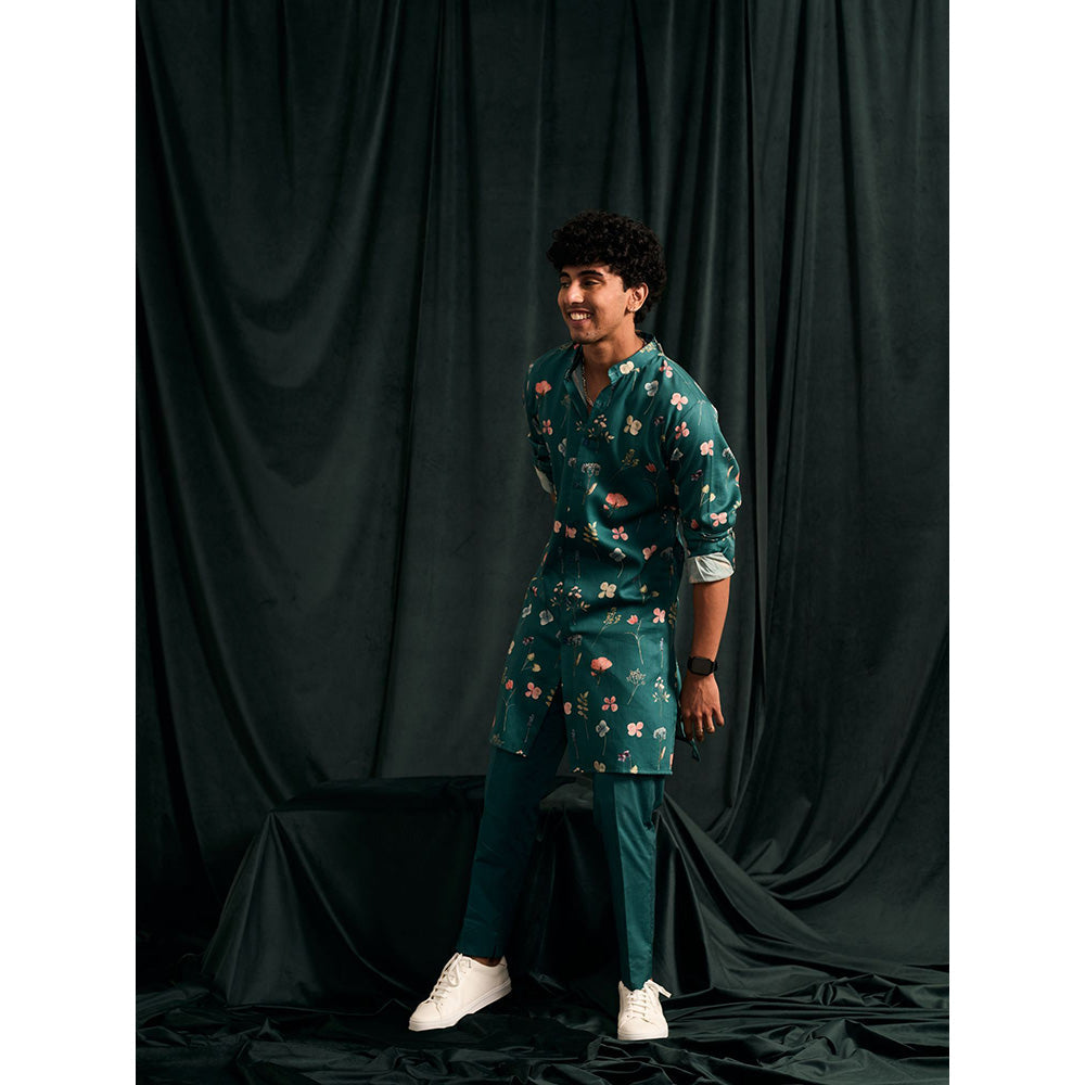 Project Bandi Teal Mila Printed Cotton Kurta with Matching Pajama (Set Of 2)