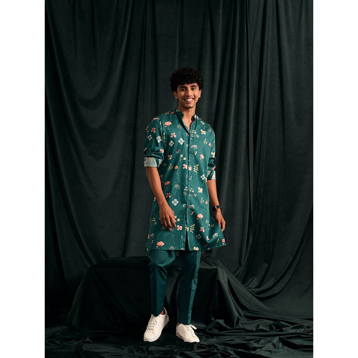 Project Bandi Teal Mila Printed Cotton Kurta with Matching Pajama (Set Of 2)