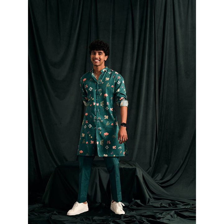 Project Bandi Teal Mila Printed Cotton Kurta with Matching Pajama (Set Of 2)