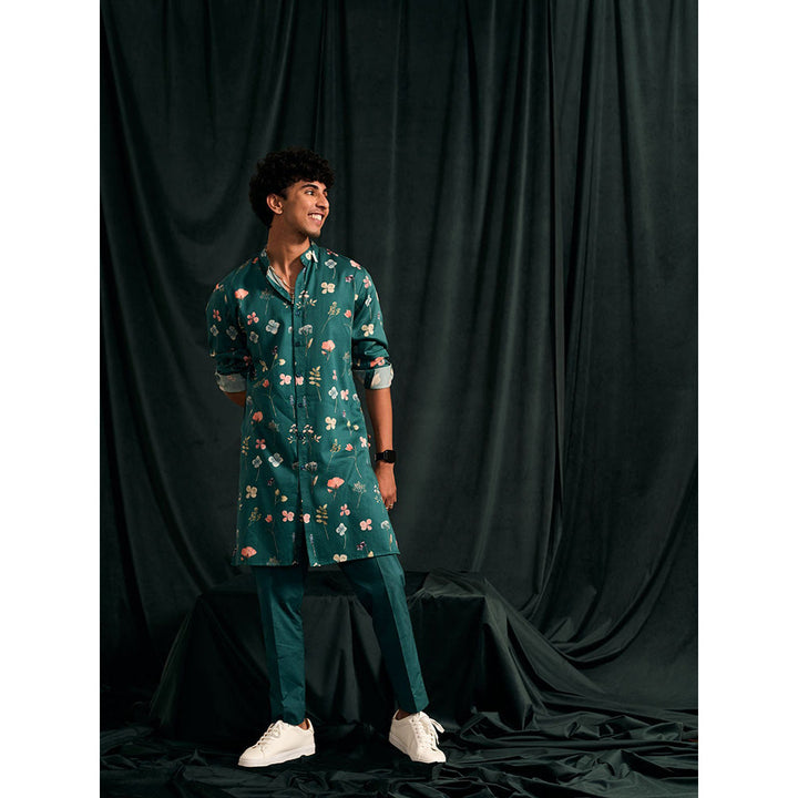 Project Bandi Teal Mila Printed Cotton Kurta with Matching Pajama (Set Of 2)