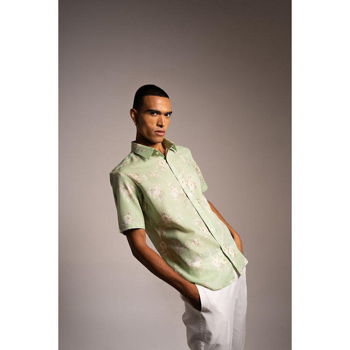 Project Bandi Mint White Rose Shirt