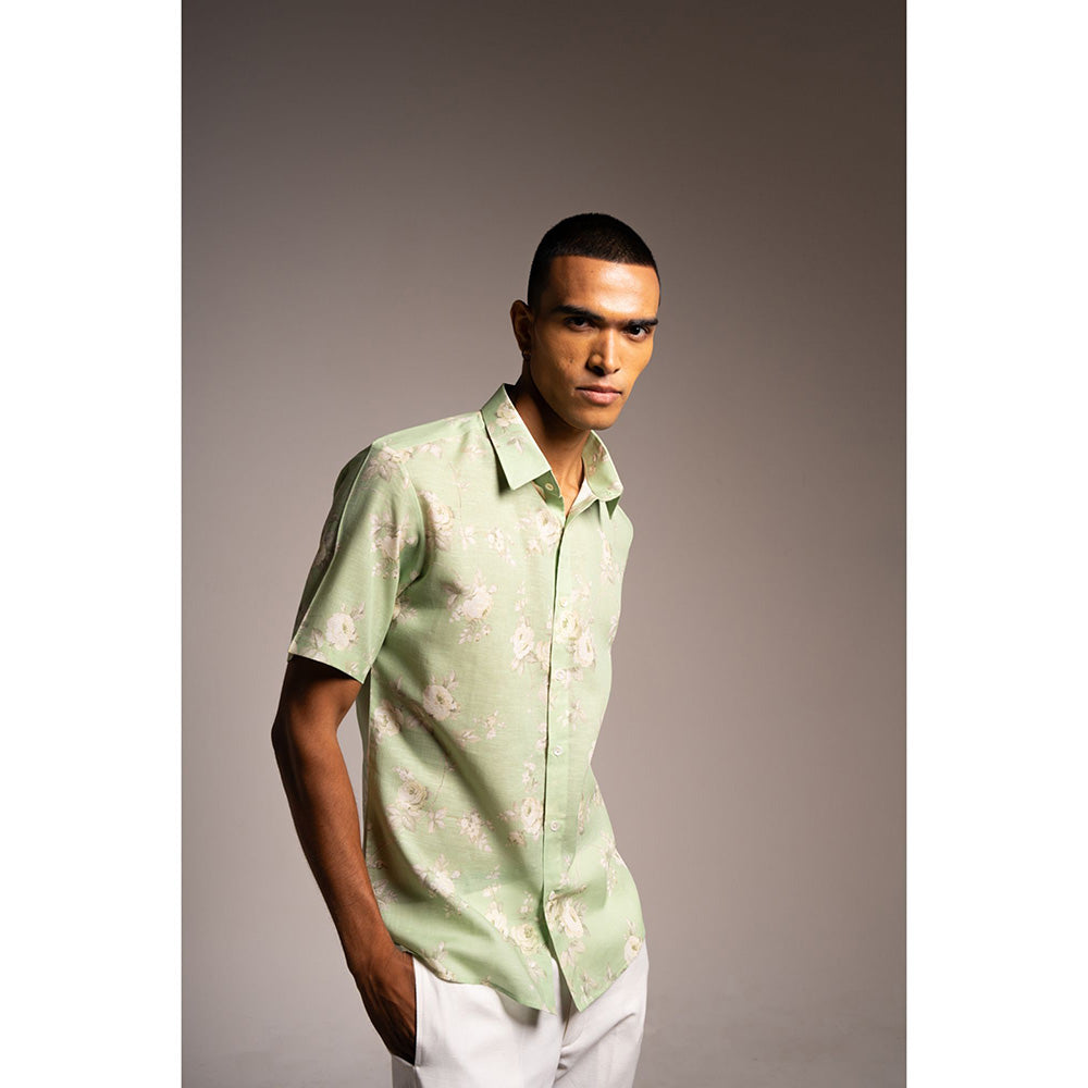 Project Bandi Mint White Rose Shirt