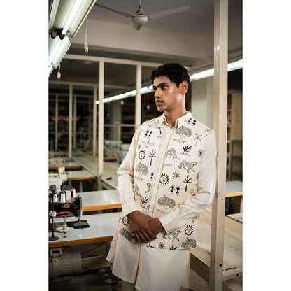 Project Bandi Beige Vaana Open Nehru Jacket