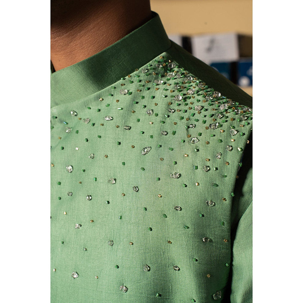 Project Bandi Green Yara Open Nehru Jacket