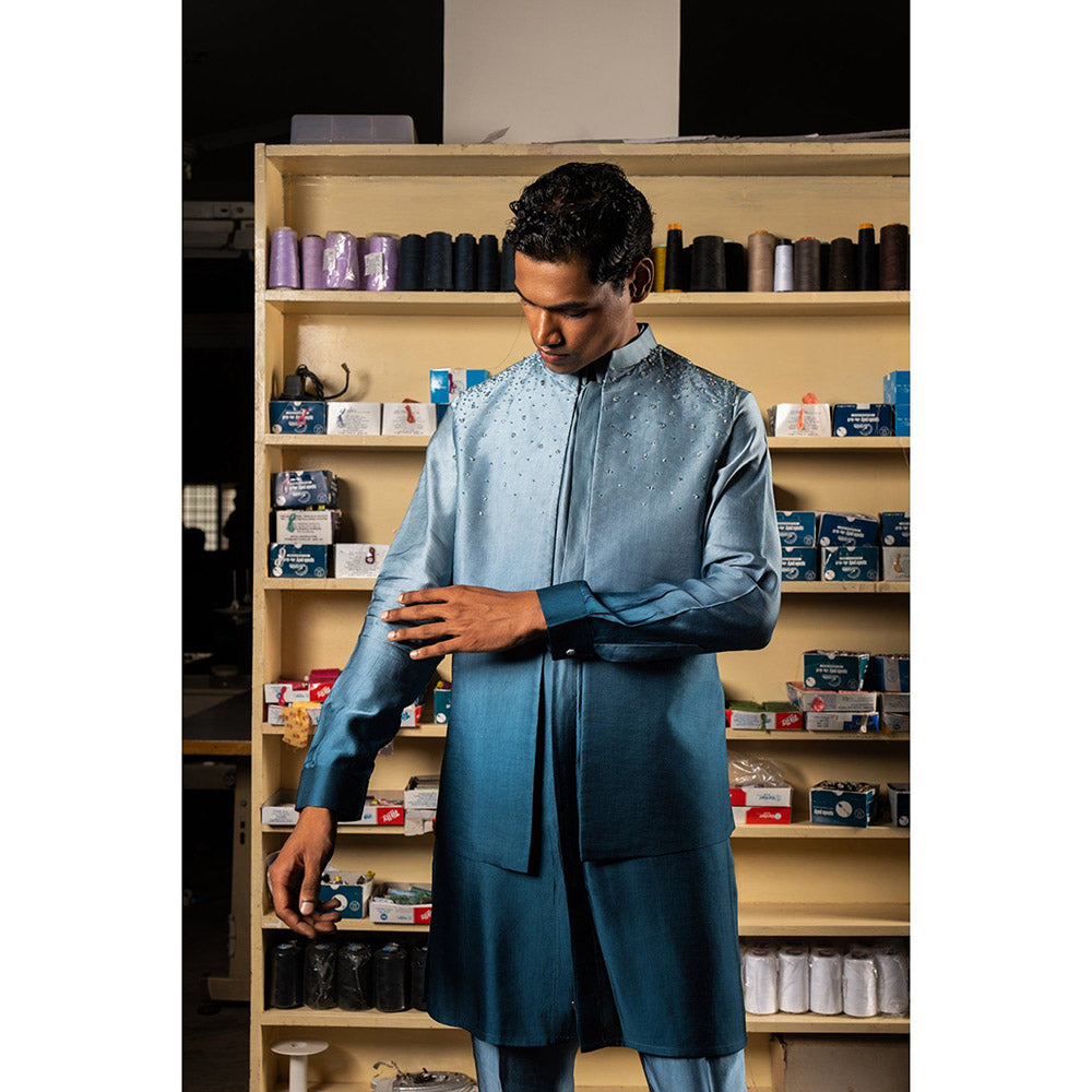 Project Bandi Blue Yara Open Nehru Jacket