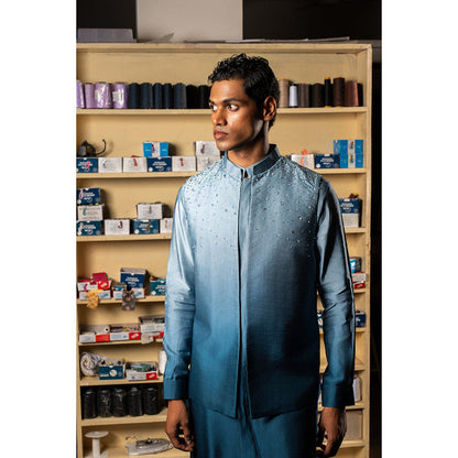 Project Bandi Blue Yara Open Nehru Jacket