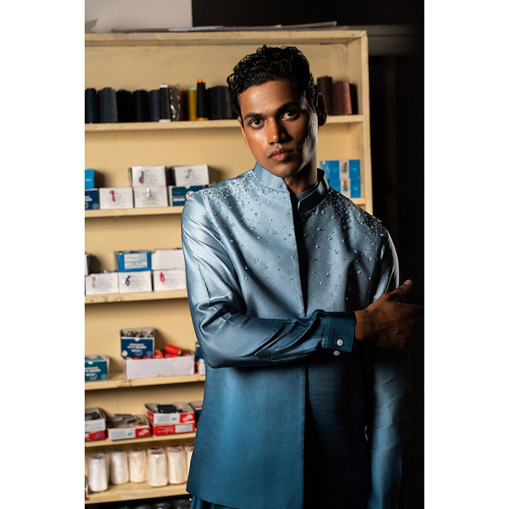 Project Bandi Blue Yara Open Nehru Jacket