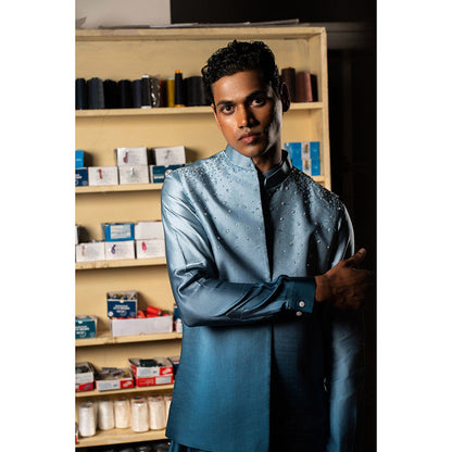 Project Bandi Blue Yara Open Nehru Jacket