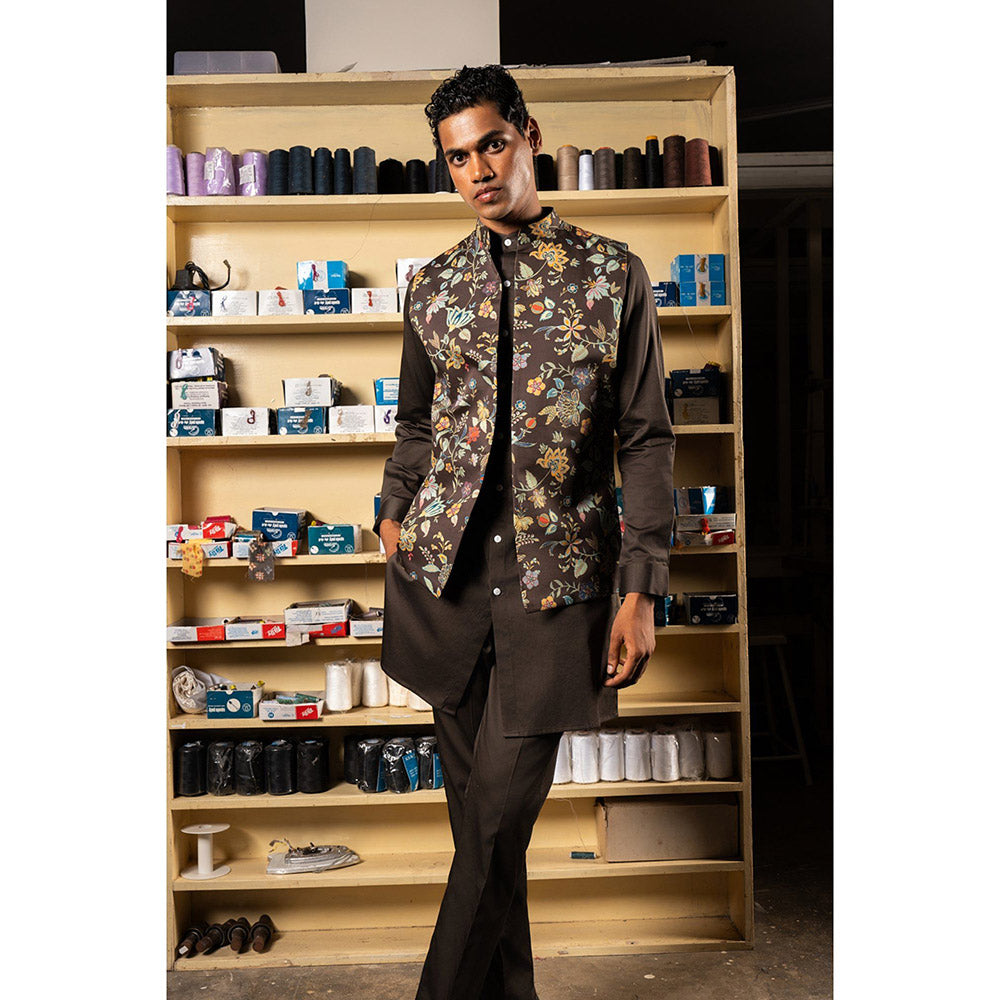 Project Bandi Brown Kaari Open Nehru Jacket