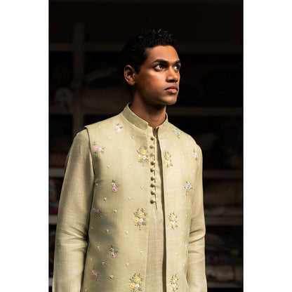 Project Bandi Beige Raag Open Nehru Jacket
