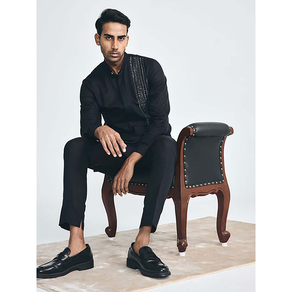 Project Bandi Blacklist Black Slim Short Kurta