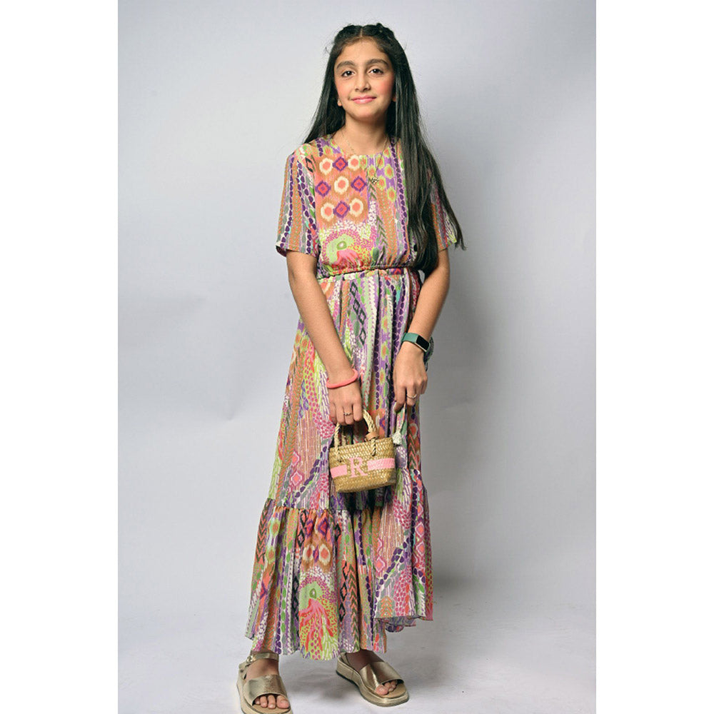 PS Kids by Payal Singhal African Printed Georgette Choli with Flared Skirt (Set of 2)