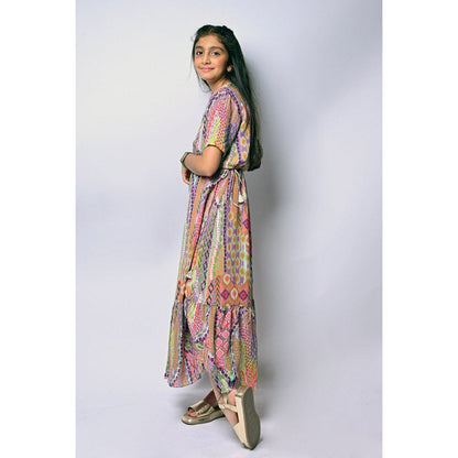 PS Kids by Payal Singhal African Printed Georgette Choli with Flared Skirt (Set of 2)