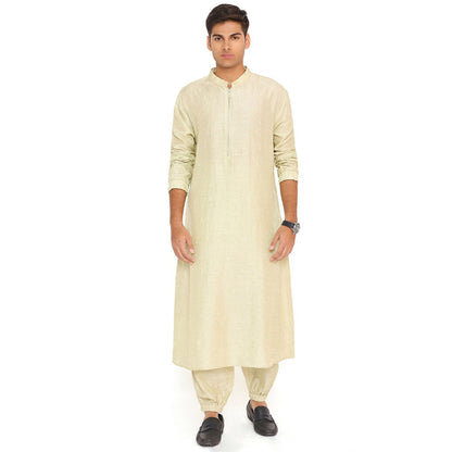 PS Men by Payal Singhal Mint Abla Silk Bomber Kurta with Jogger Pant (Set of 2)