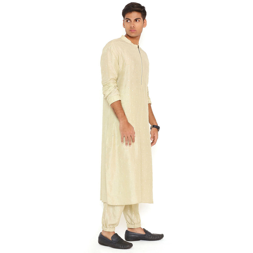 PS Men by Payal Singhal Mint Abla Silk Bomber Kurta with Jogger Pant (Set of 2)