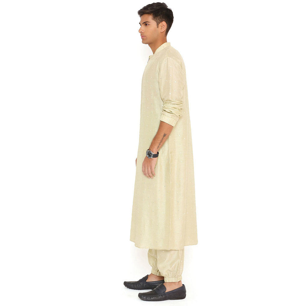 PS Men by Payal Singhal Mint Abla Silk Bomber Kurta with Jogger Pant (Set of 2)