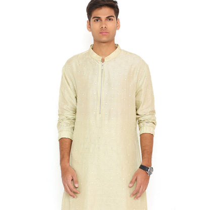 PS Men by Payal Singhal Mint Abla Silk Bomber Kurta with Jogger Pant (Set of 2)