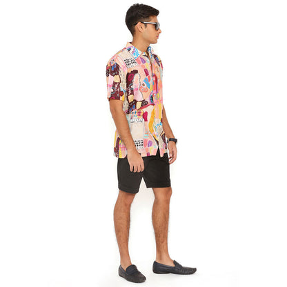 PS Men by Payal Singhal Trance Print Silkmul Shirt