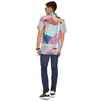 PS Men by Payal Singhal Purple Tropical Print Silkmul Shirt