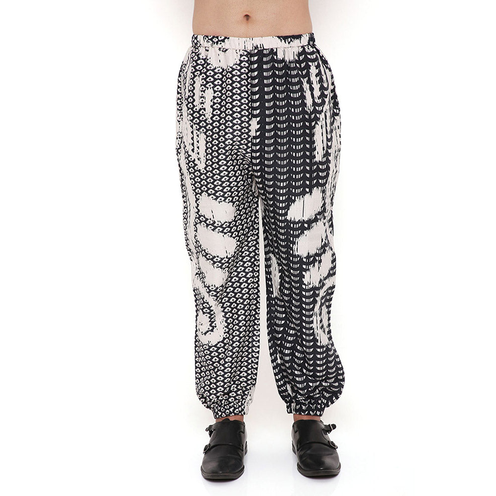 PS Men by Payal Singhal Multi Uzbec Print Dupion Silk Kurta With Salwar Pant (Set of 2)