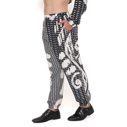 PS Men by Payal Singhal Multi Uzbec Print Dupion Silk Kurta With Salwar Pant (Set of 2)