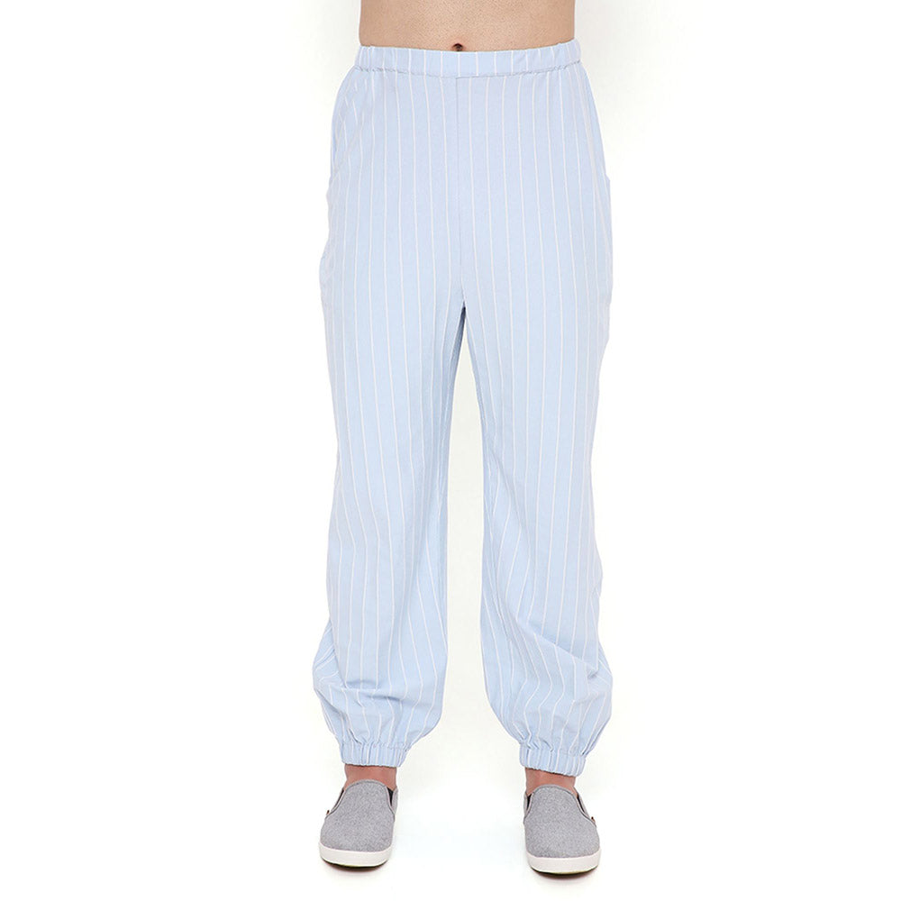 PS Men by Payal Singhal Aqua Blue Stripe Lycra Kurta With Salwar Pant (Set of 2)