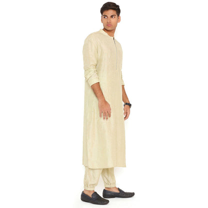 PS Men by Payal Singhal Mint Abla Silk Kurta With Salwar Pant (Set of 2)