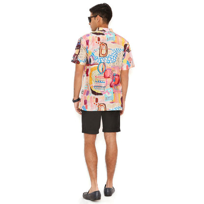 PS Men by Payal Singhal Trance Print Silkmul Shirt