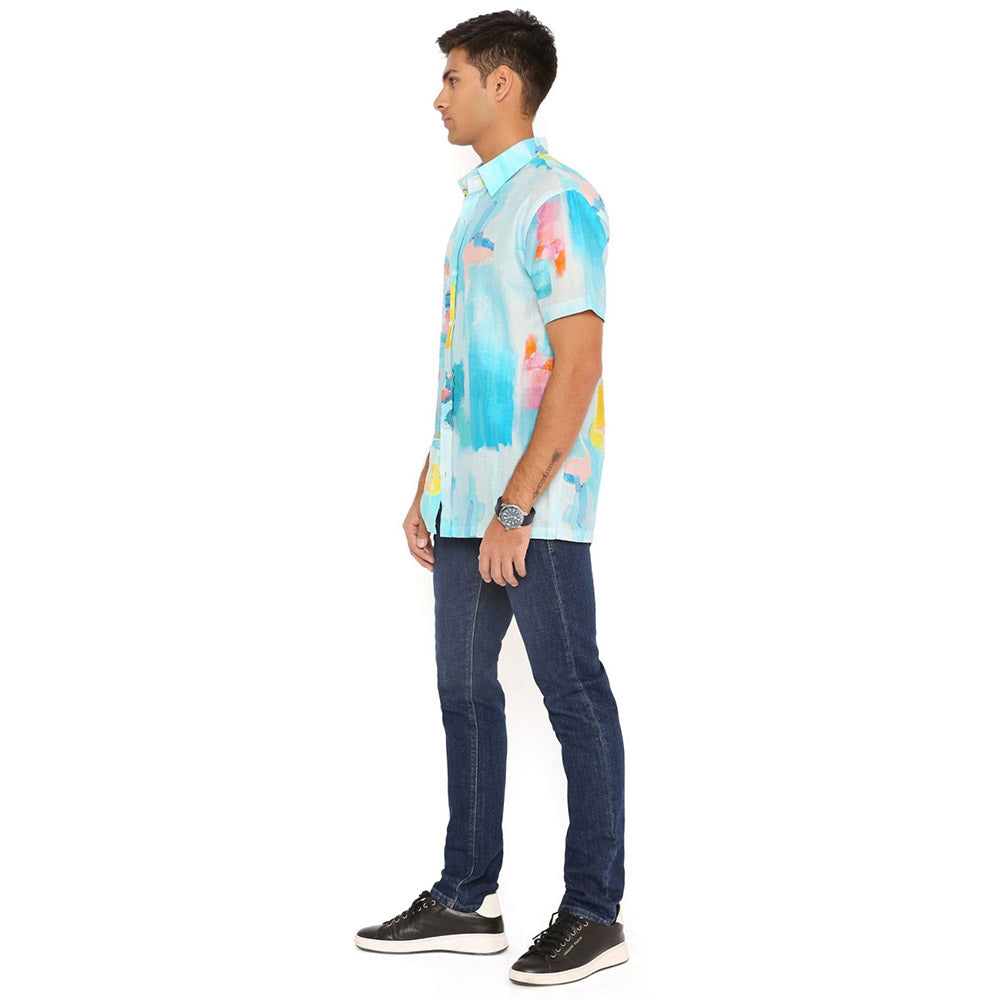 PS Men by Payal Singhal Painterly Print Silkmul Shirt