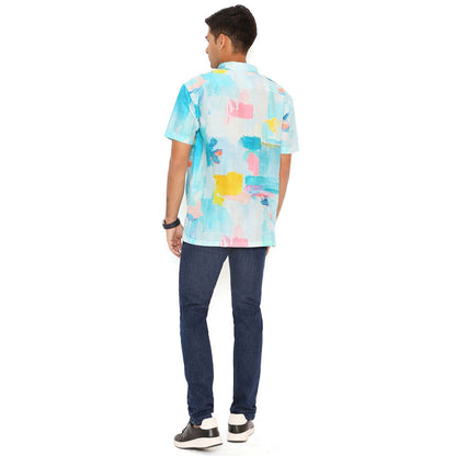 PS Men by Payal Singhal Painterly Print Silkmul Shirt