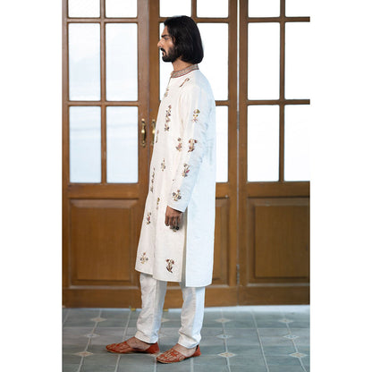 PS Men by Payal Singhal Off White Embroidered Kurta with Pant (Set of 2)