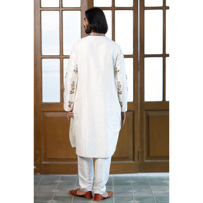 PS Men by Payal Singhal Off White Embroidered Kurta with Pant (Set of 2)