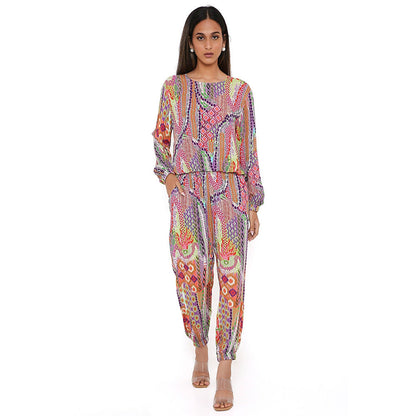 PS Pret by Payal Singhal Multi-Color African Print Wrinkle Top and Jogger Pants (Set of 2)