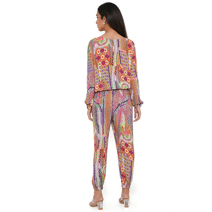 PS Pret by Payal Singhal Multi-Color African Print Wrinkle Top and Jogger Pants (Set of 2)