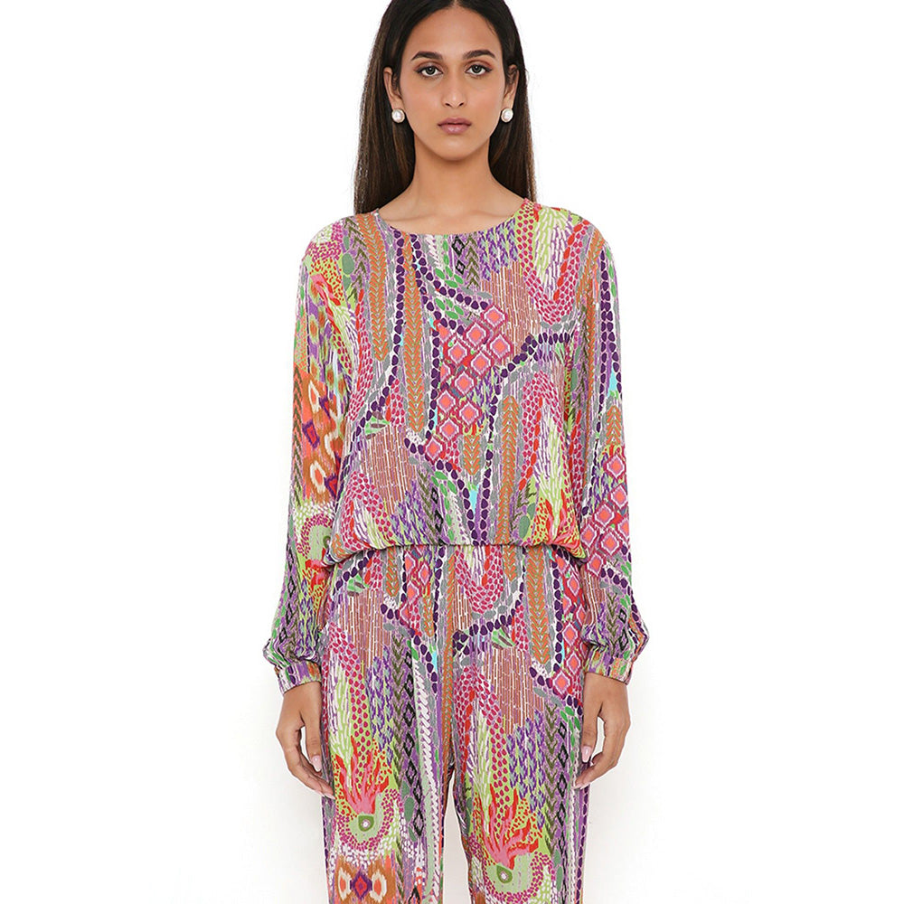 PS Pret by Payal Singhal Multi-Color African Print Wrinkle Top and Jogger Pants (Set of 2)