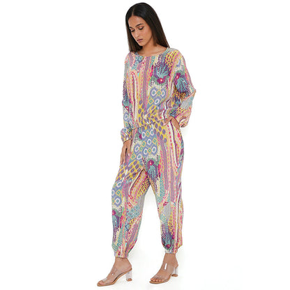 PS Pret by Payal Singhal Lime African Print Crepe Top and Jogger Pants (Set of 2)