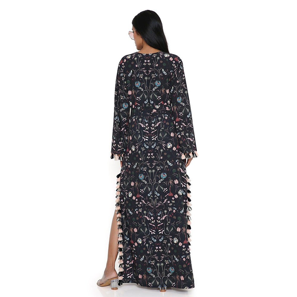 PS Pret by Payal Singhal Black Forest Print Art Crepe Long Beyza Maxi Dress