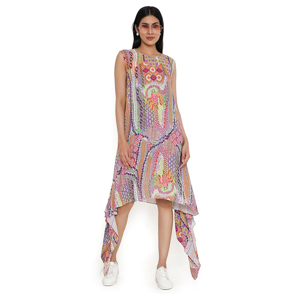 PS Pret by Payal Singhal Multicolor African Print Cotton Wrinkle Side Tale Dress
