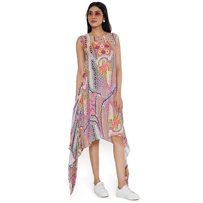 PS Pret by Payal Singhal Multicolor African Print Cotton Wrinkle Side Tale Dress