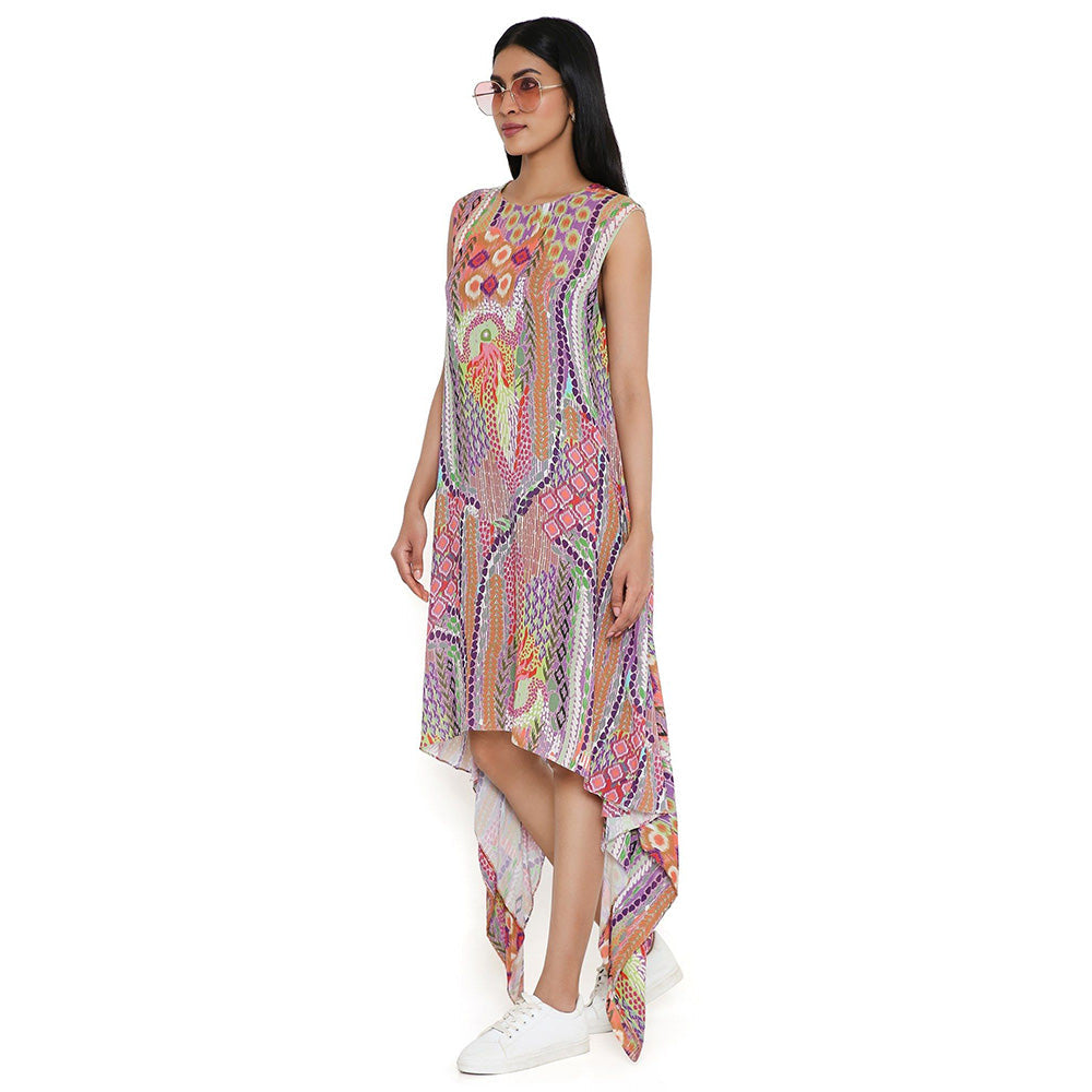PS Pret by Payal Singhal Multicolor African Print Cotton Wrinkle Side Tale Dress
