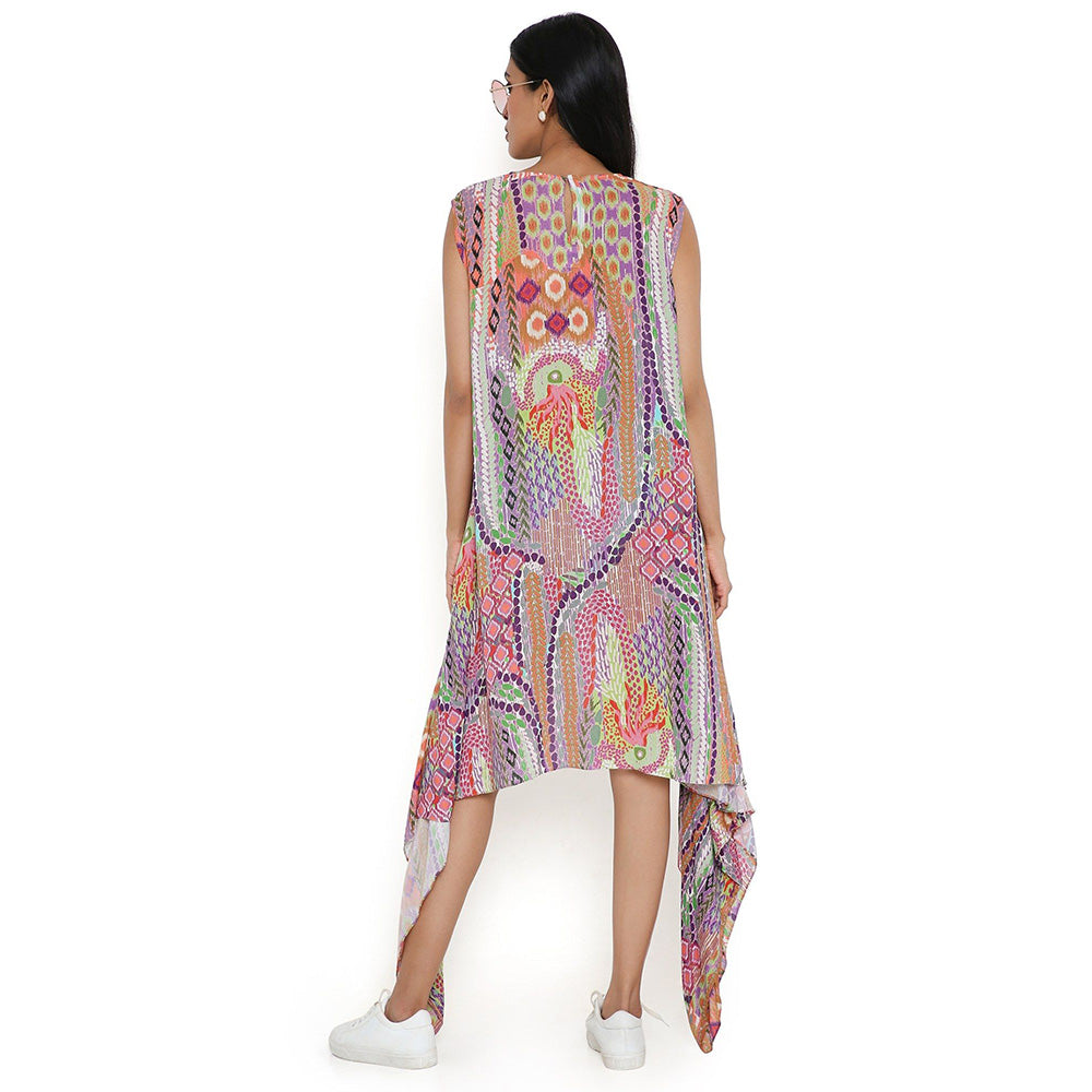 PS Pret by Payal Singhal Multicolor African Print Cotton Wrinkle Side Tale Dress