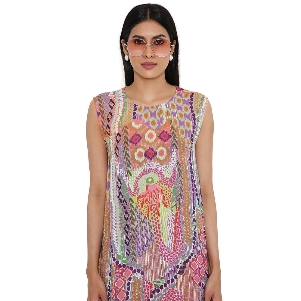 PS Pret by Payal Singhal Multicolor African Print Cotton Wrinkle Side Tale Dress