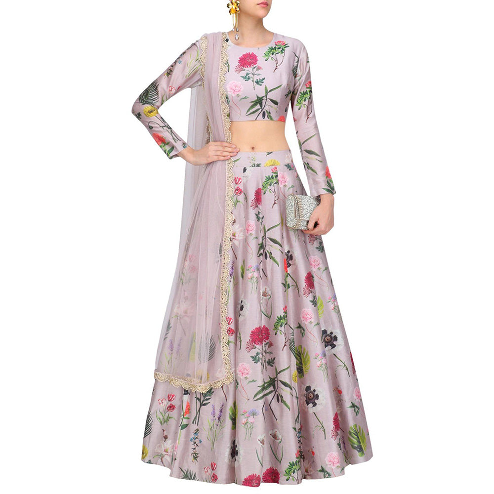 PS Pret by Payal Singhal Lavender Printed Choli And Lehenga With Dupatta (Set of 3)