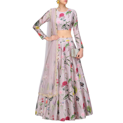 PS Pret by Payal Singhal Lavender Printed Choli And Lehenga With Dupatta (Set of 3)