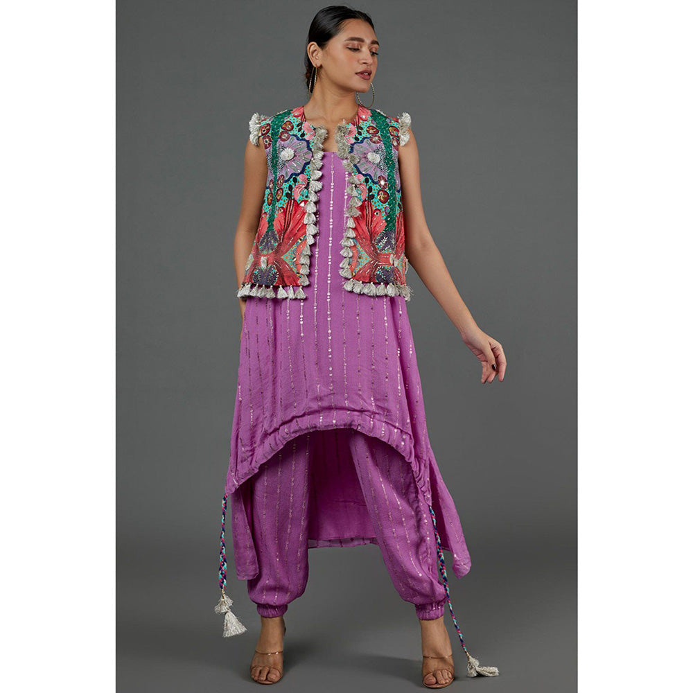PS Pret by Payal Singhal Lavender Kurta With Jogger Pant And Embroidered Jacket (Set of 3)