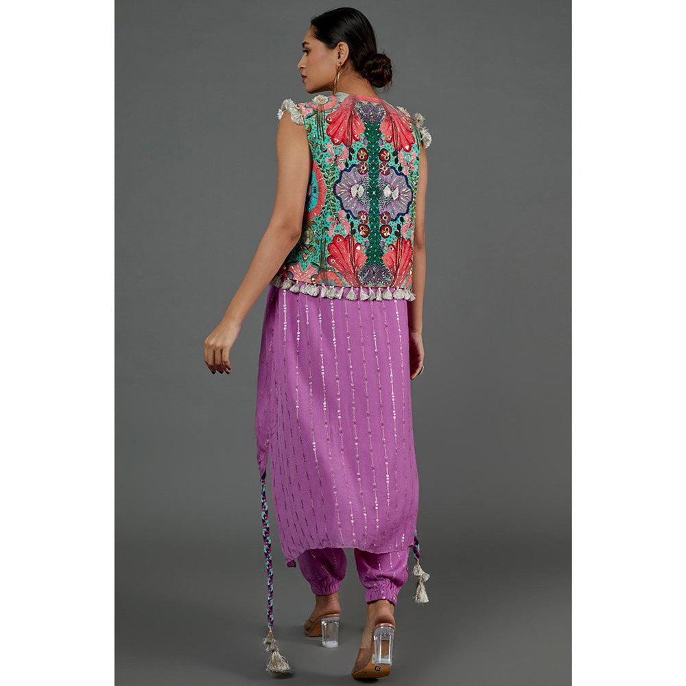 PS Pret by Payal Singhal Lavender Kurta With Jogger Pant And Embroidered Jacket (Set of 3)