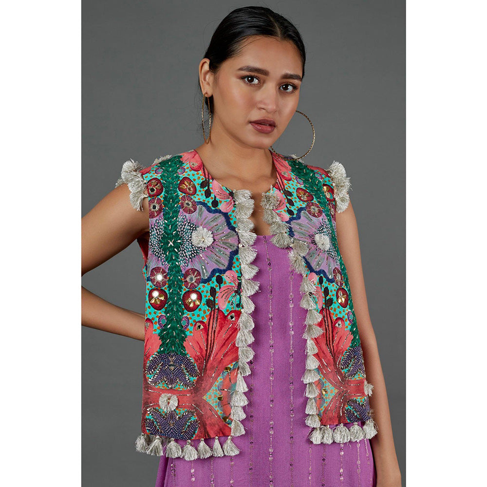 PS Pret by Payal Singhal Lavender Kurta With Jogger Pant And Embroidered Jacket (Set of 3)
