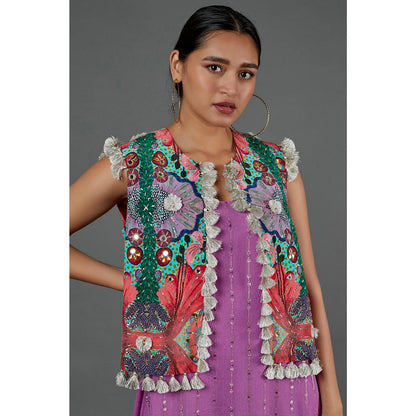 PS Pret by Payal Singhal Lavender Kurta With Jogger Pant And Embroidered Jacket (Set of 3)