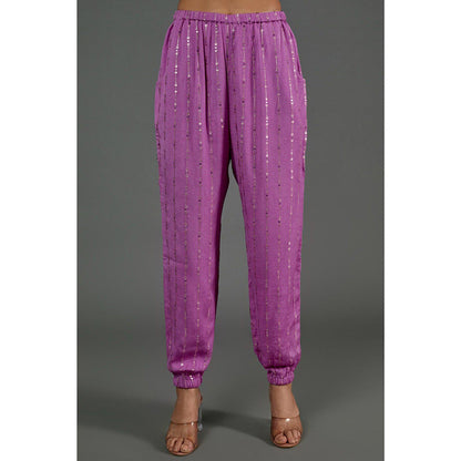 PS Pret by Payal Singhal Lavender Kurta With Jogger Pant And Embroidered Jacket (Set of 3)